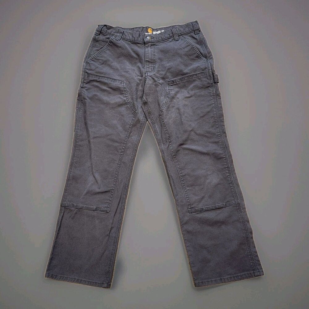 Carhartt Pants Mens 34x30 Gray Double Knee Duck Canvas Work Carpenter USA - Picture 3 of 4